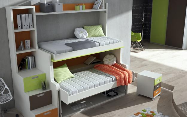 dormitorios juveniles camas mesa abatibles, literas verticales y horizontales