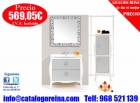 Mueble de bano BOLONIA 85 Blanco/Hebras Plata - mejor precio | unprecio.es