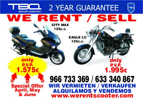 Scooters for sale special offer april may june we also rent