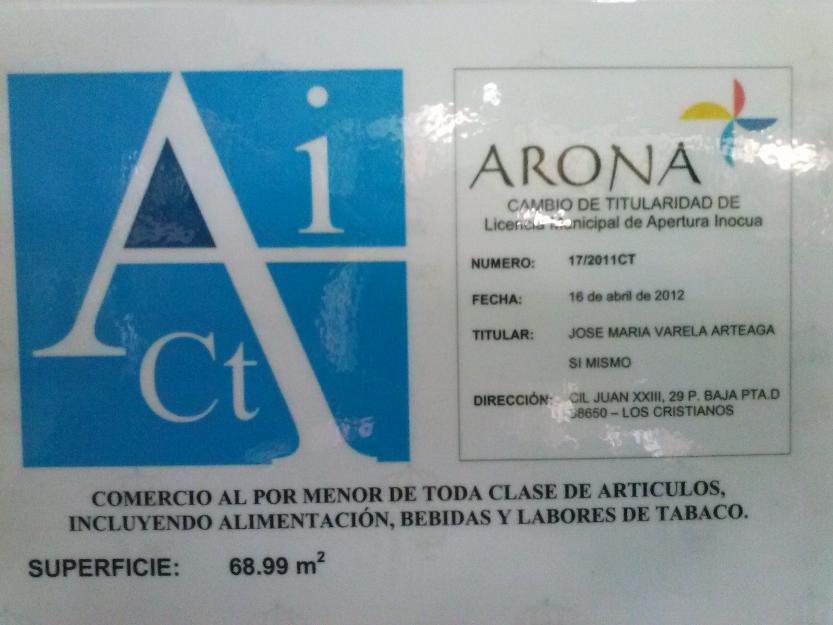 Traspaso negocio tienda en arona, tenerife sur