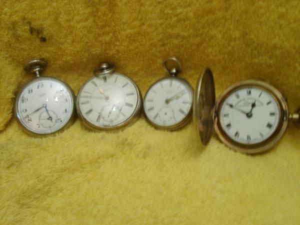 4-RELOJES DE BOLSILLO DE CUERDA -ANTIGUOS