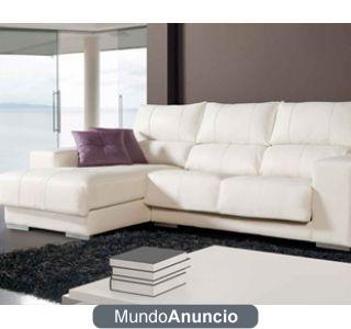 Sofa Chaiselongue de piel natural color perla