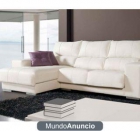 Sofa Chaiselongue de piel natural color perla - mejor precio | unprecio.es