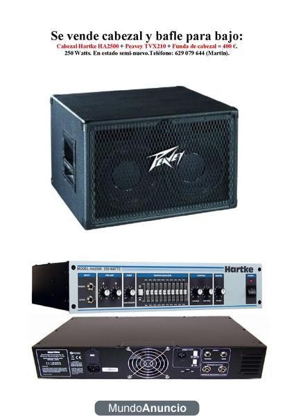 Ampli para bajo: cabezal Hartke HA2500 y bafle Peavey TVX 210 EX