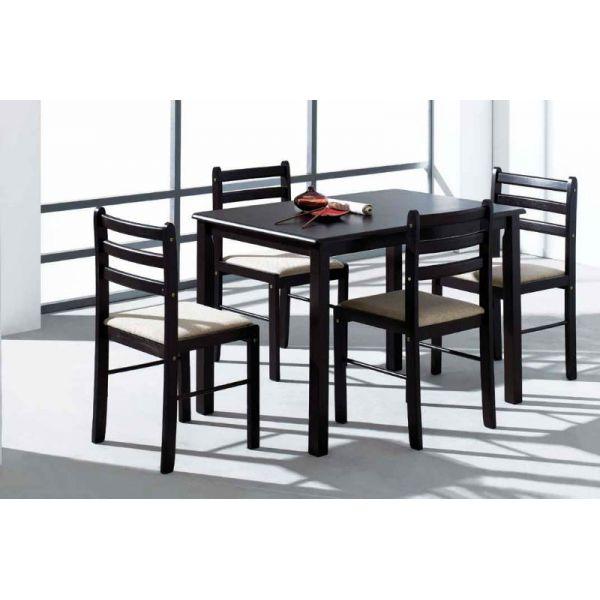 Conjunto de mesa + 4 sillas en negro
