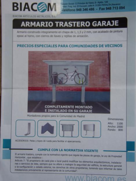 ARMARIOS TRASTEROS PARA TU PLAZA DE GARAJE