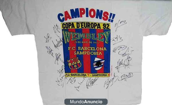 Venc samarreta signada pels jugadors del FCB que van guanyar la primera Copa Champions el 1992