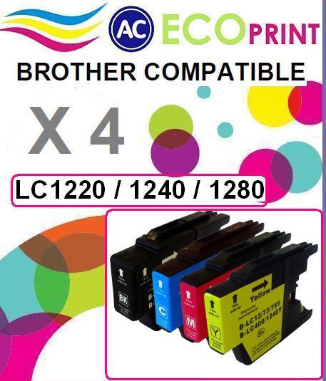 Pack 4 cartuchos compatibles BROTHER LC1220/ LC1240 / LC1280 XL