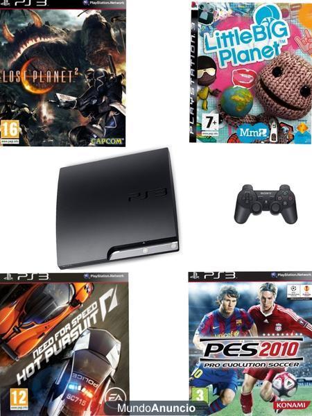 PS3 Slim + mando + juegos