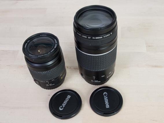Canon EOS 500N + 28-80 mm + 75-300 mm + filtros y mochila