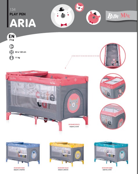 Parque cuna mod. aria, cómoda, facil plegado y economica