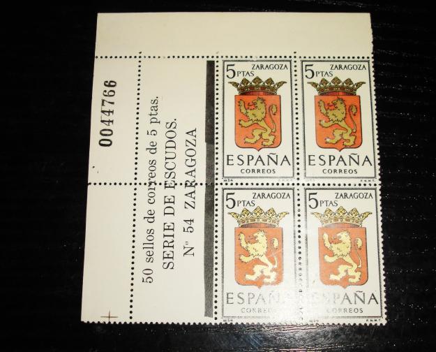 Sellos Escudo de ZARAGOZA - bloque de 4