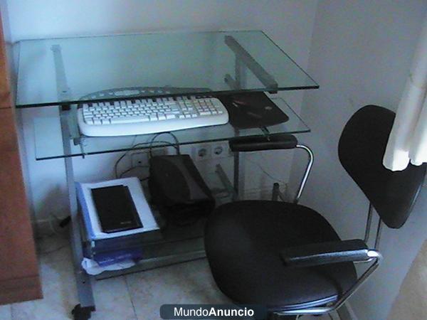 messa de cristal  para ordenador + silla