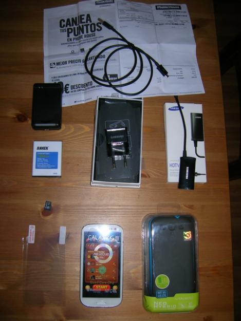 samsung galaxy s3 muchos extras libre con garantia - bateria anker - funda