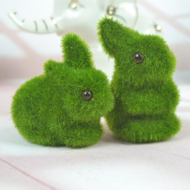 Grass Tierra a mano Animal Conejo con césped artificial (Verde)
