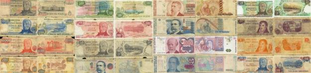 Billetes argentinos antiguos y monedas