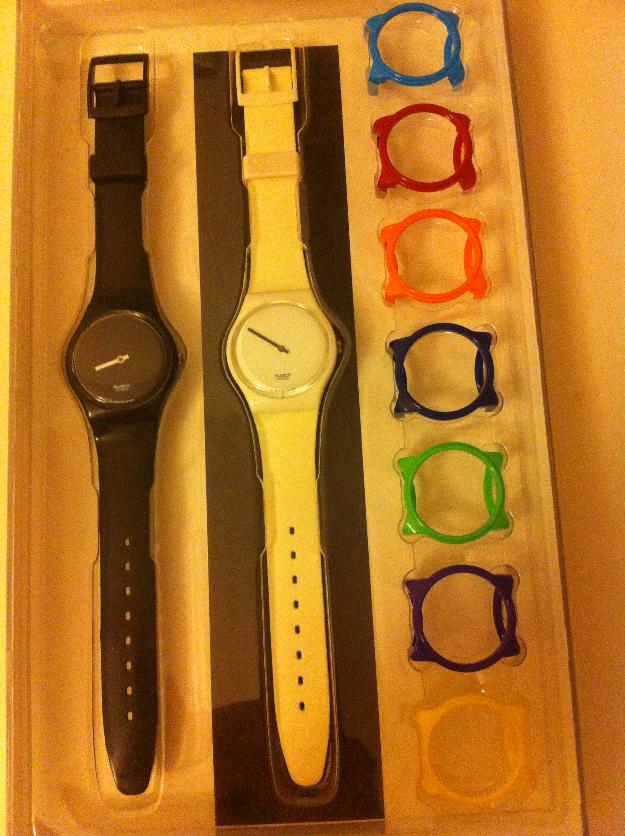 Swatch White Hours Black Minutes