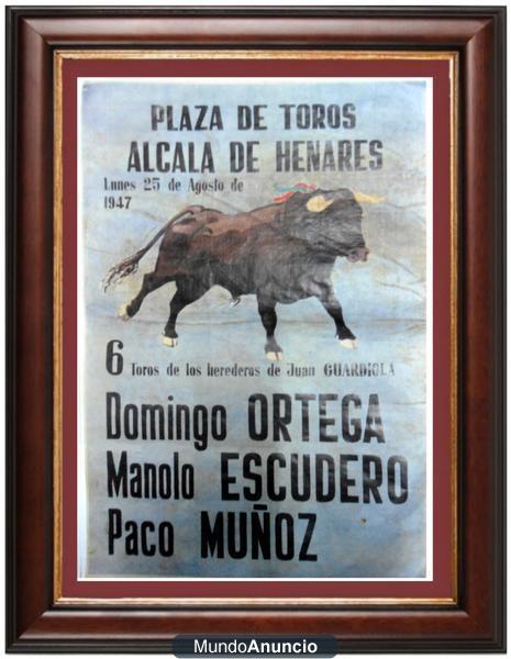 CARTEL ANTIGUO DE PLAZA DE TOROS DE ALCALÁ DE HENARES 1947