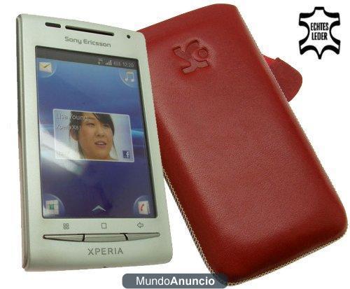 Suncase - Funda de cuero para Sony Ericsson Xperia X8, color rojo