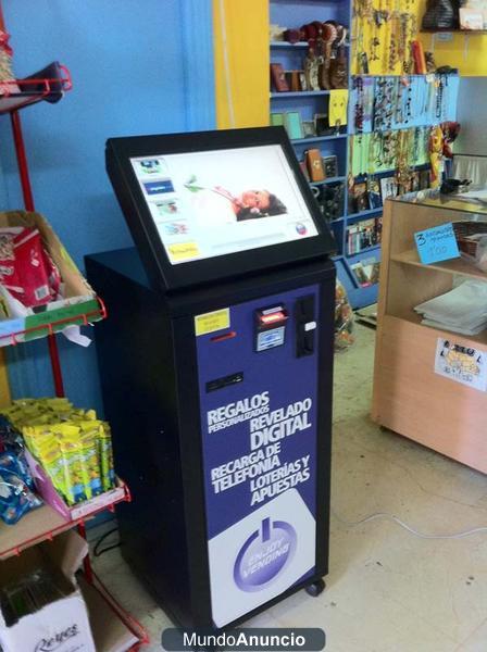 Máquina vending de loterías, revelado digital, recargas...