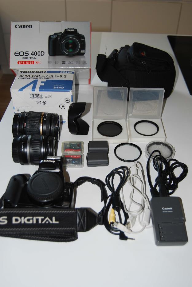 Canon EOS400D + 18-55 + 18-250 + equipo completo
